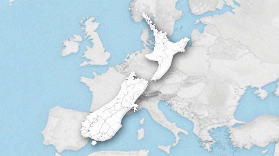 Jak przeskalować mapę Nowej Zelandii do Europy?
