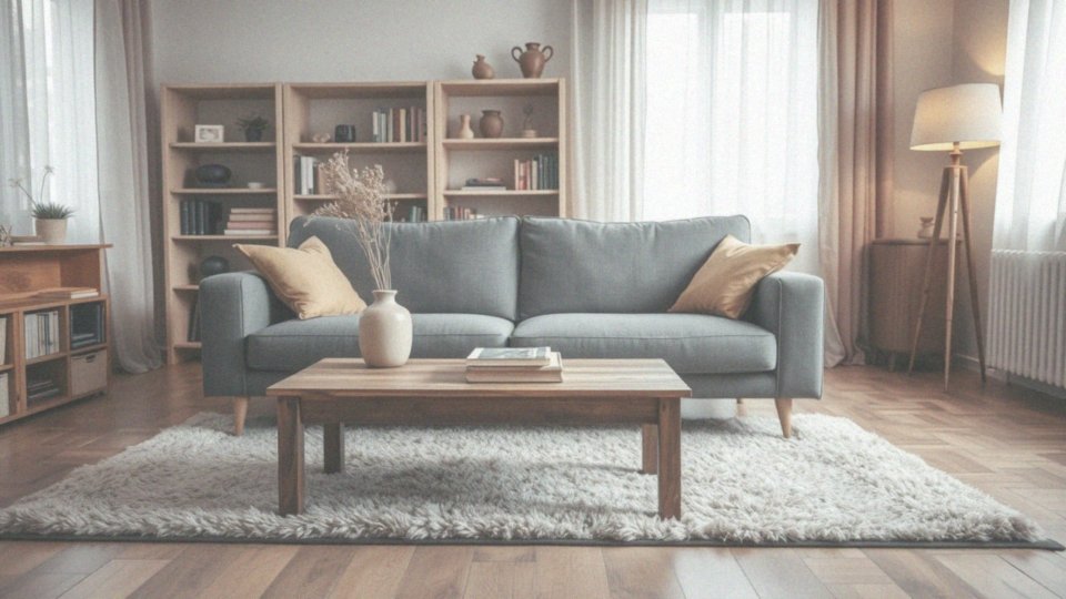Jakie meble mogą stworzyć przytulny klimat w stylu vintage z szarą kanapą?